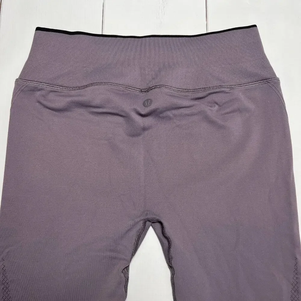 Lululemon Iconic Sweat Tight Graphite Purple Seamless Mesh Leggings 6 or 8